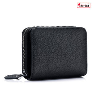 Cartera corta sencilla de cuero genuino para mujer, monedero de piel de vaca japonesa, tarjetero de órgano de gran capacidad con cremallera doble - Product Image 5
