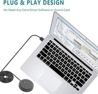 Microphone à condensateur omnidirectionnel USB filaire 360°, câble USB-A de 2 m, microphone léger, portable et fin pour l'enregistrement de conférences