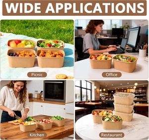 Boîte à lunch en papier kraft biodégradable personnalisable avec logo, vente chaude, formes carrées et rectangulaires pour plats à emporter, directement de l'usine - Product Image 2