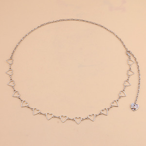 ห่วงโซ่คาดเอวโลหะผสมสังกะสีรูปหัวใจโซ่เดี่ยวสีทองขาว - Product Image 4