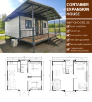 Maison préfabriquée extensible en conteneur de 20 pieds et 40 pieds, construction rapide, villa préfabriquée de luxe portable, 2 chambres avec salle de bain