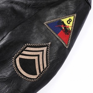 Blouson en cuir pour <span class=keywords><strong>homme</strong></span>, style WW2, doublé polaire, avec patchs, style aviateur, rétro, vêtement de travail, combinaison de pilote - Product Image 4