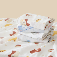 Couverture en mousseline pour bébé, respirante, 2 plis, motifs de dessins animés, 100% coton, couverture d'emmaillotage, couverture pour nouveau-né