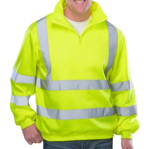 High Visibility 1/4 Zip Pullover Day Night Taped <b>Hoodies</b> Hi Vis 1/4 Zip Fleece Pullover <b>for</b> <b>Men</b> - Product Image 6