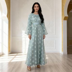 Abaya de luxe, nouveau style élégant, en dentelle personnalisée, en polyester, pour les occasions spéciales, robe pour femmes musulmanes, vente en gros - Product Image 3