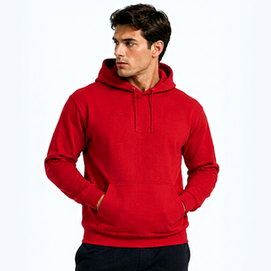 <b>Men</b>’s <b>Red</b> Pullover Hoodie Plain Fleece <b>Sweatshirt</b> Long Sleeve Casual Drawstring Hood Kangaroo Pocket Streetwear Winter Sports - Product Image 5