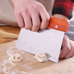 Bread Scrape Bakers Tool Slashing Tool Wooden Handle Metal Dough Scraper Pizza Dough Cutter Chopper - Product Image 5