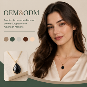 Colliers pendentifs en or plaqué 14 carats avec onyx noir facetté en forme de goutte, sertis à griffes, vente en gros OEM/ODM - Product Image 1
