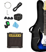 Gitar Elektrik 6 Senar dengan Body Kayu Solid Bersertifikasi FCC, Amplifier 10 Watt, Kit Lengkap - Ramah Pemula, Termasuk Tuner, Tas, dan Tali Gitar