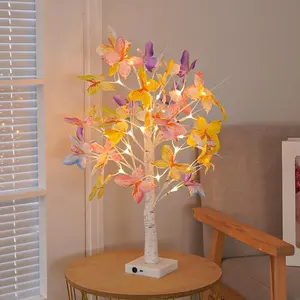 Butterfly Blossom Tree Light 24LED Lighted Tabletop Lamp USB Powered Artificial Flower Bonsai Tree Lamp
