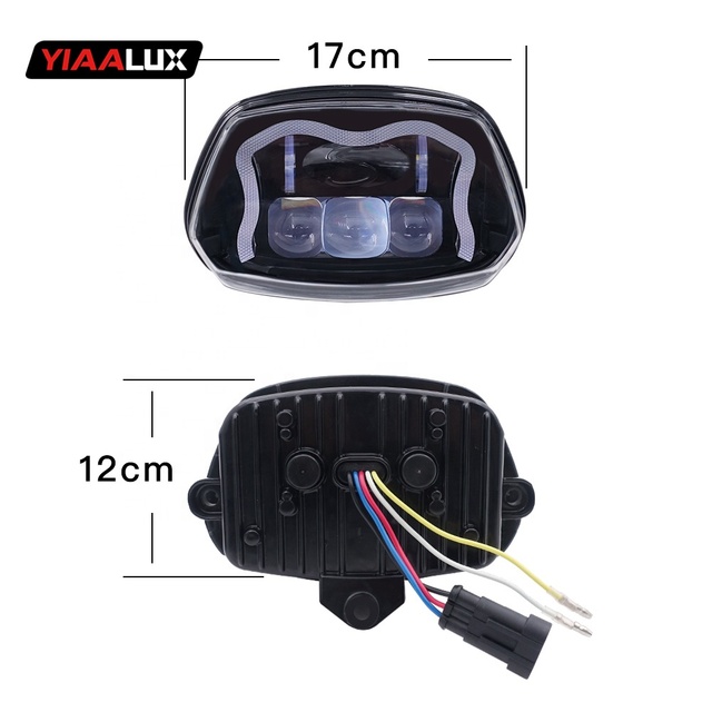 Black LED Headlight Headlamp Replacement With halo Ring for Vespa Sprint 150