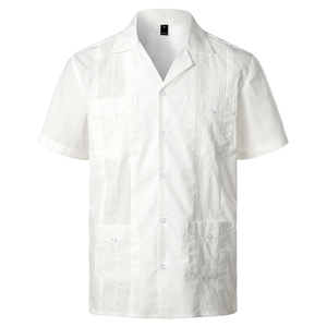Più il Formato Tradizionale 4 Tasche Ricamato Guayabera Camicia Manica Corta Camicia Spiaggia - Product Image 1