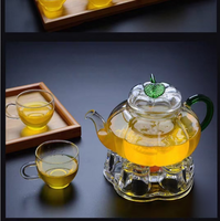 Théière en verre borosilicate HEMERA, résistante à la chaleur, en forme de citrouille, épaisse, transparente, 600 ml, faite à la main, écologique, pour la maison