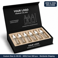 Boîte à flacons magnétique à charnières, noire, en carton rigide, avec insert en pulpe moulée, estampage à chaud, taille personnalisée, OEM ODM, coffret cadeau parfum