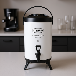 Distributeur de thé au lait en acier inoxydable Db 8L isotherme avec robinet, support blanc pour conteneur de boissons, manuel - Product Image 2