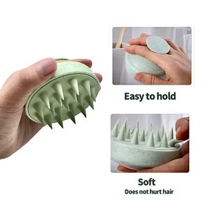 Masseur de cuir chevelu en silicone souple personnalisé, brosse à shampooing pour cuir chevelu en paille de blé biodégradable, brosse de massage du cuir chevelu portable - Product Image 4