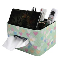 Boîte de rangement multifonctionnelle en cuir PU LG7347, design à motif cœur, gain de place, pour articles divers de bureau, organiseur de mouchoirs avec compartiments