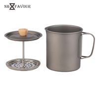 Toutes les saisons Outdoor Picnic Cooker Camping Titanium Cup avec filtre à café français Tasse à café pour adultes
