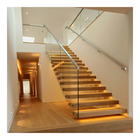 Escalier en pierre de quartz de luxe, escalier droit en pierre, escalier en porte-à-faux pour appartement/hôtel/duplex