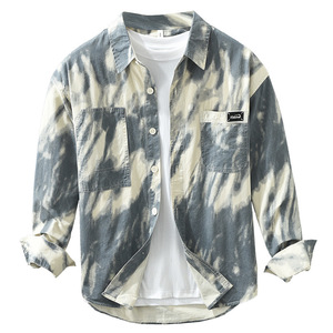 เสื้อเชิ้ตแขนยาวสไตล์สตรีทแวร์ทรงโอเวอร์ไซส์ลายบาติกย้อมสีแบบวอชแมน พร้อมกระเป๋า ดีไซน์ศิลปะโดดเด่น แฟชั่นล้ำสมัย - Product Image 5