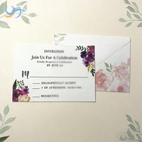 Carte RSVP personnalisée en aquarelle florale avec dorure à chaud et enveloppes |   Cartes de réponse personnalisées pour mariage, pour les événements de fête prénuptiale et de fiançailles
