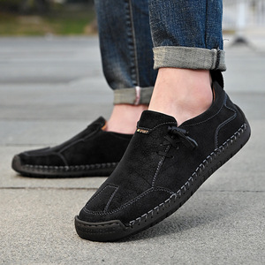 Mocassins pour hommes en PU à bout rond, à enfiler, semelle en caoutchouc, doublure en peluche, motif uni, toutes saisons, tendance mode - Product Image 3