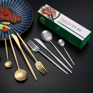 High Quality Polished Cutlery Set 24 Pieces Stainless Steel Fork Spoon Knife Western Style Dishwasher Safe Business <b>Gift</b> - Product Image 2