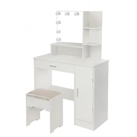 Nouvelle coiffeuse de luxe en bois blanc avec miroir, design contemporain, adaptable à tous les styles de décoration
