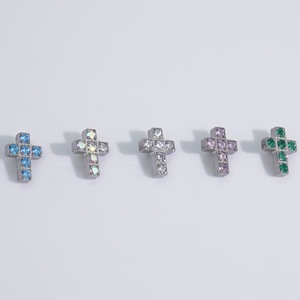 <b>Titanium</b> Alloy Cross Earrings 5.1mm X 6.7mm Zircon <b>Studs</b> For Ear Cartilage Piercing - Product Image 5