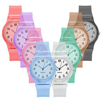 WJ-10917 Nuevo Reloj de Plástico Transparente de Color, Relojes de Moda, Relojes de Cuarzo para Niños