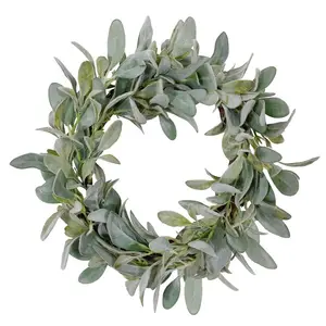 Y-K003 Wholesale Flower Wreath Lamb Ears Flower Wreath Decorative Artificial Green Wreaths For Front Door Wedding Decoration