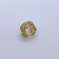 Cincin Jari Pertunangan Hadiah Pesta Berlapis Dua Warna Tembaga Desain Bizantium Baru Perhiasan Retro Fashion dengan Zirkon Kubik.