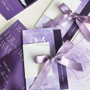 Juego de Tarjetas de Boda de Diseño Vintage Personalizado, con Corte Troquelado, Cinta Decorativa, Invitación, RSVP y Menú Incluidos, Impresión en Cartulina, China - Product Image 2