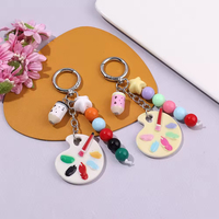 Gantungan Kunci Plastik Palet Lucu Berhias Manik-Manik Warna-Warni, Liontin Artistik Bergaya Girly, Aksesoris Tas Kreatif & Hadiah