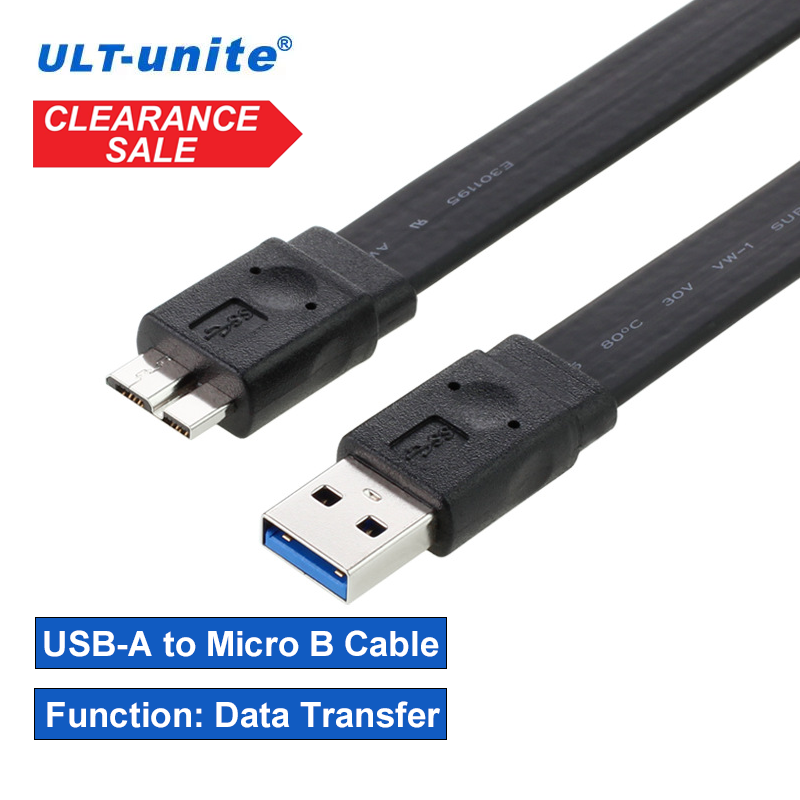 Negro - Cabeza recta (cable plano)