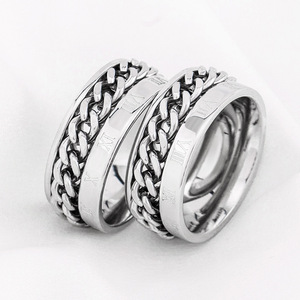 Anillo de cadena con números romanos de acero y titanio yunnique, joyería unisex para parejas, estilo XYR0054 - Product Image 2
