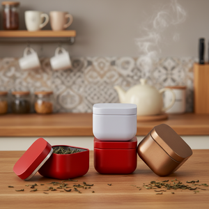 <span class=keywords><strong>Tapa</strong></span> Cuadrada de <span class=keywords><strong>Metal</strong></span> Rojo, Dorado y Blanco para Frascos de Velas, 15g, Vacía, para Fabricación de Velas, Envasado de Alimentos y Dulces - Product Image 1
