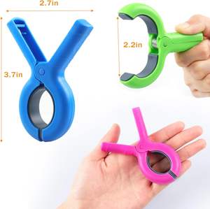 8 pinces à serviettes de plage en plastique robustes pour chaises de plage, chaises de piscine et croisières – Taille géante – Supports de serviettes - Product Image 3