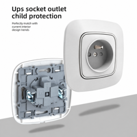 Enchufe de Pared con Conexión a Tierra Tipo E Francés de 16A, Borde/Anillo Plateado de 90*90mm, Estándar Europeo, Protección Infantil, Latón de 0.6mm, Certificado CE ISO