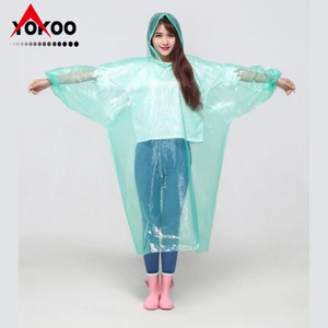 Poncho de pluie pour femme Yokoo, imperméable, avec capuche, en PE, décontracté, toutes saisons, protection complète des manches - Product Image 1