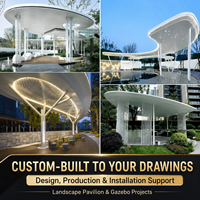 Pavillon artistique sculptural multicolore en forme d'arbre avec auvent à ailettes radiales
