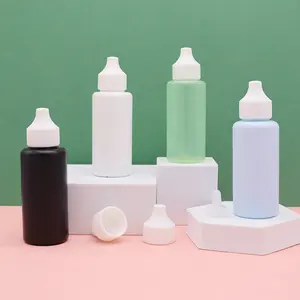 Groothandel Hdpe Wit Pipet Fles 30Ml 50Ml 60Ml 100Ml 120Ml Plastic Lijm Drop Squeeze fles Met Cap Voor Kant Pruik Lijm