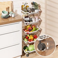 Chariot de panier de fruits et légumes à 5 niveaux pour le stockage de fil métallique de cuisine organisateur de support pliable pour les supports de légumes de collation de pain