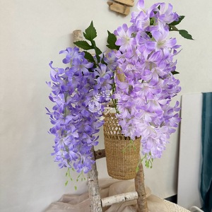 Guirlande murale de glycine artificielle en soie de Tianjin, fleur de mariage, branche unique multicolore - Product Image 4