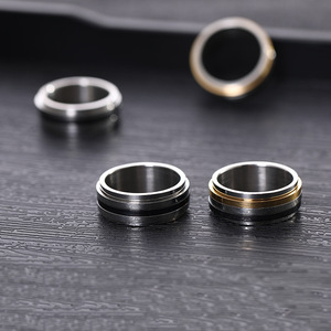 도매 Anillos 드 Acero Inoxediby 알 시장 힙합 고딕 펑크 3 색 혼합 회전 스테인레스 스틸 반지 남성용 - Product Image 2