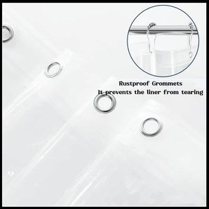 Modern Clear 72x72 Inch Frosted PEVA <b>Waterproof</b> Opaque Shower <b>Curtain</b> Liner Set with 12 Rustproof Grommets and Hooks - Product Image 2