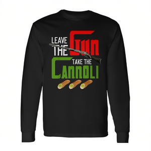 Camiseta de manga larga con diseño de arma y comida italiana para amantes de las comidas italianas: Leave The Gun Take The Cannoli - Product Image 2
