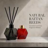 Diffuseur d'arômes de luxe en verre en forme de bouteille, design diamant unique, 200 ml, pour hôtel, avec mini diffuseur à bâtonnets et huile essentielle personnalisée