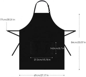 Delantal Negro Ajustable con Característica Resistente al Agua y 2 Bolsillos, Ropa de Cocina Personalizada para Mujeres y Hombres Chefs - Product Image 2