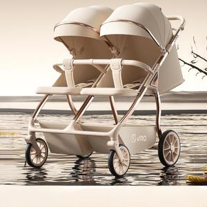 Side by side Twin Xe đẩy em bé nặng nhiệm vụ khung nhôm một-bước gấp đôi bé pram - Product Image 6